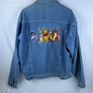 Vintage Disney Store Jean Jacket Size XL Embroidered Characters